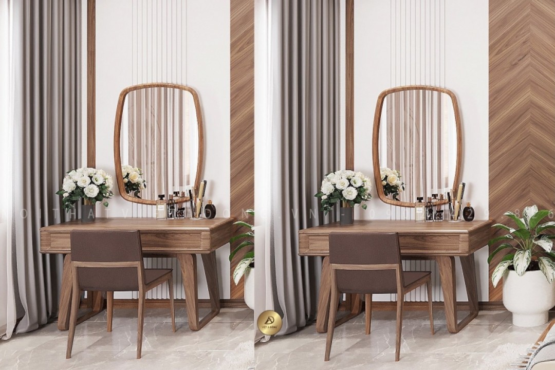 Bàn trang điểm gỗ óc chó BTD-10